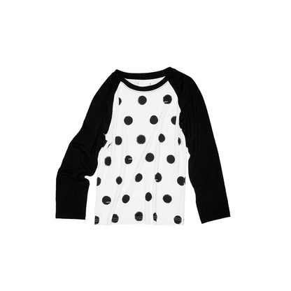 Polka Dot Raglan Sleeve Tee