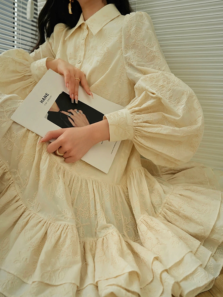 3D Embroidery Print Mini Dress – French Girly Retro Vibe