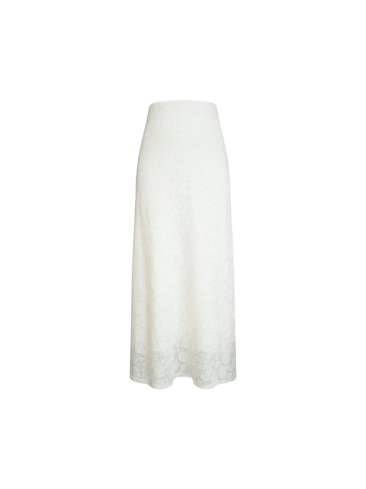 White Silk Weaving Lace Maxi Skirt