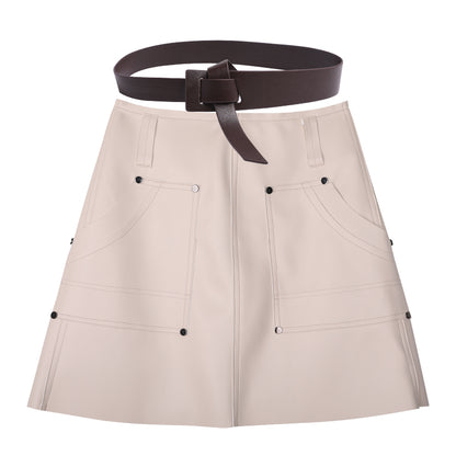 Coffee Leather Skirt