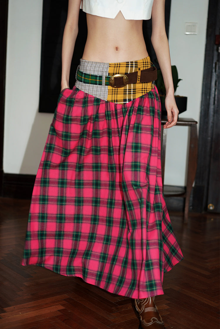 Vintage Check Maxi Skirt