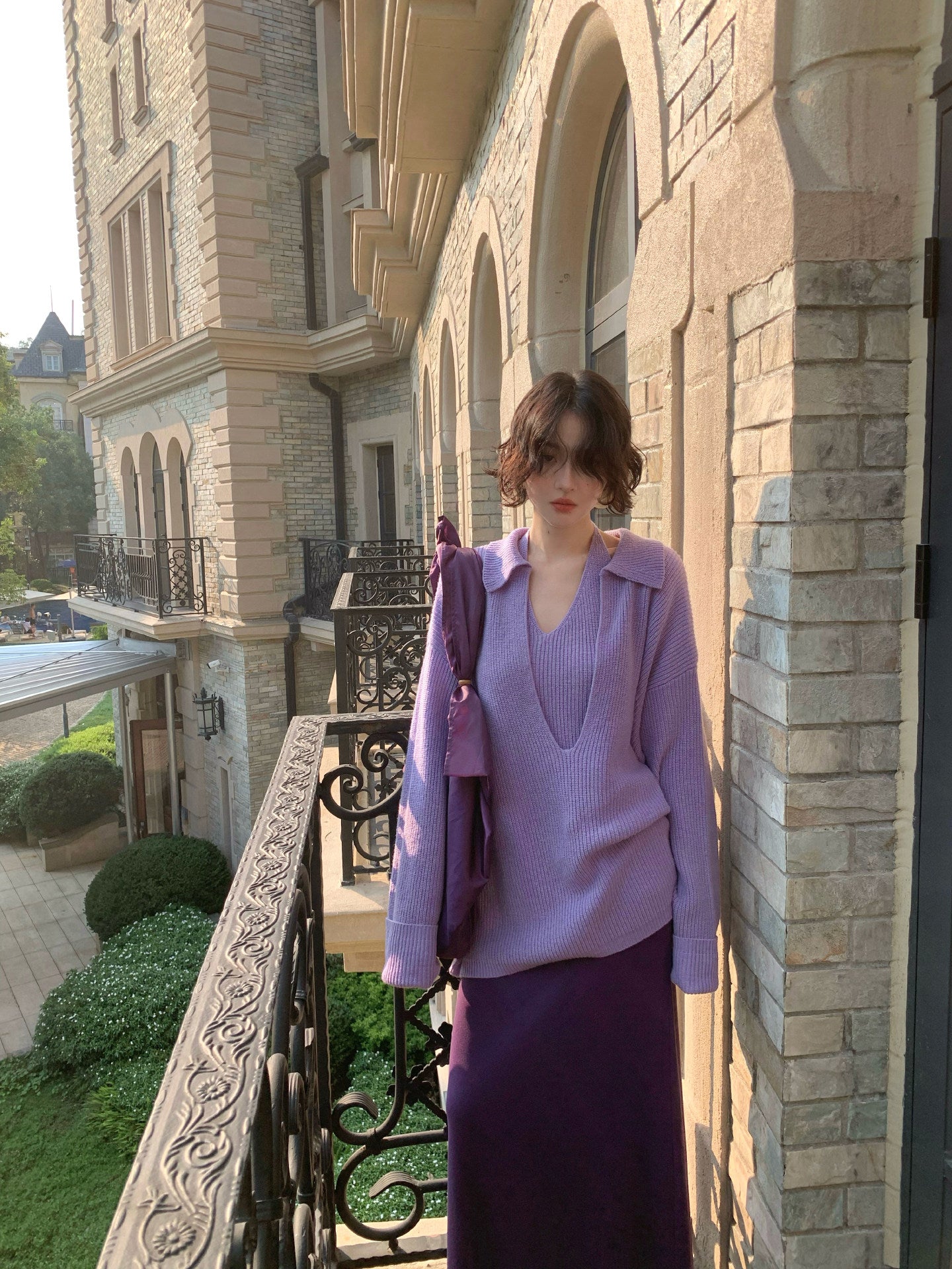 Jiu Wu Wool-Blend Layered Knit Two-Piece Set