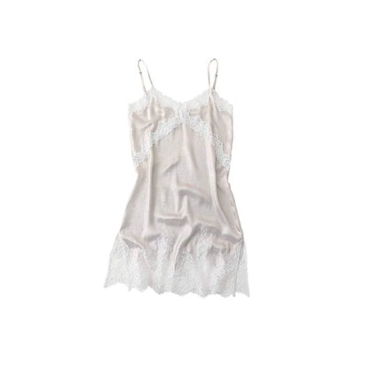 Metallic Lace Slip Dress Top – French Romantic Slim Midi Camisole