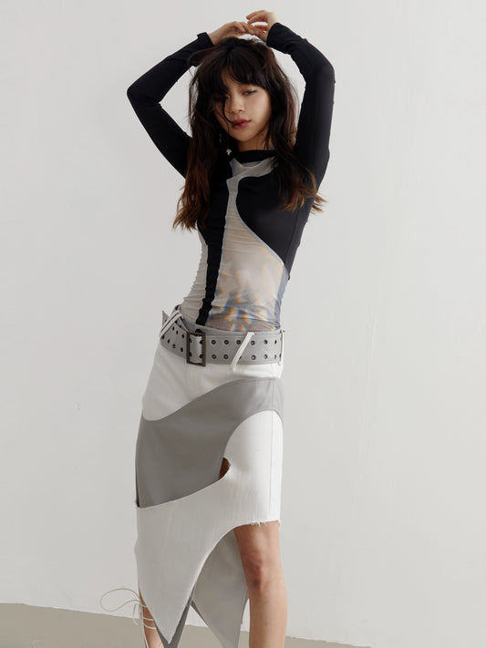 Irregular Deconstructed Low Waist Skirt