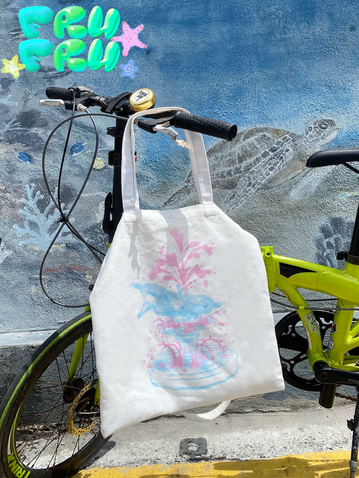 Gollum Store Original Summer Dolphin Fountain White Casual Cute Versatile Crossbody Canvas Bag