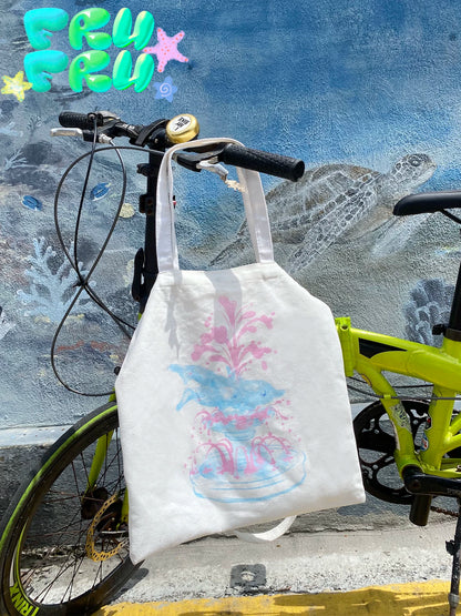 Gollum Store Original Summer Dolphin Fountain White Casual Cute Versatile Crossbody Canvas Bag