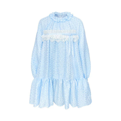 베이비 블루 레이스 인형 드레스