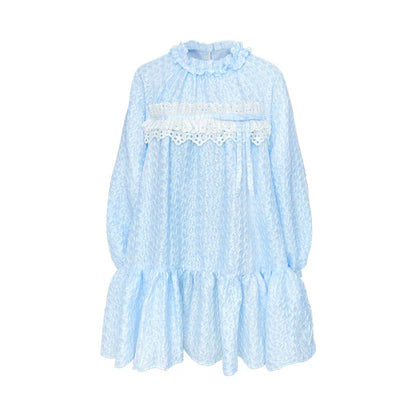 Vestido de muñeca de encaje azul bebé