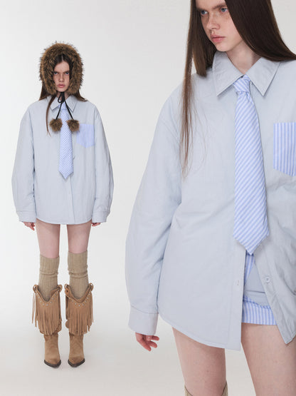 Embroidered Shirt & Tie Skirt Set