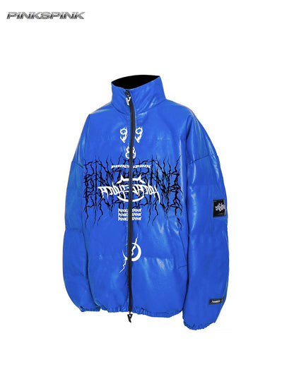 LOGO PU Leather Motorcycle Jacket – Unisex Y2K Street Fit