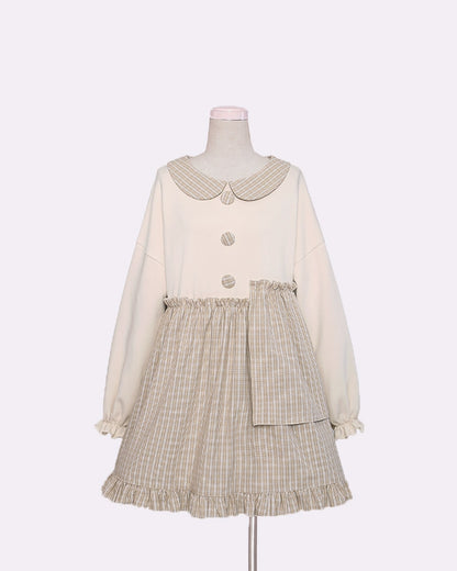 C435618 Small Egg Yolk Retro Asymmetric Doll Dress