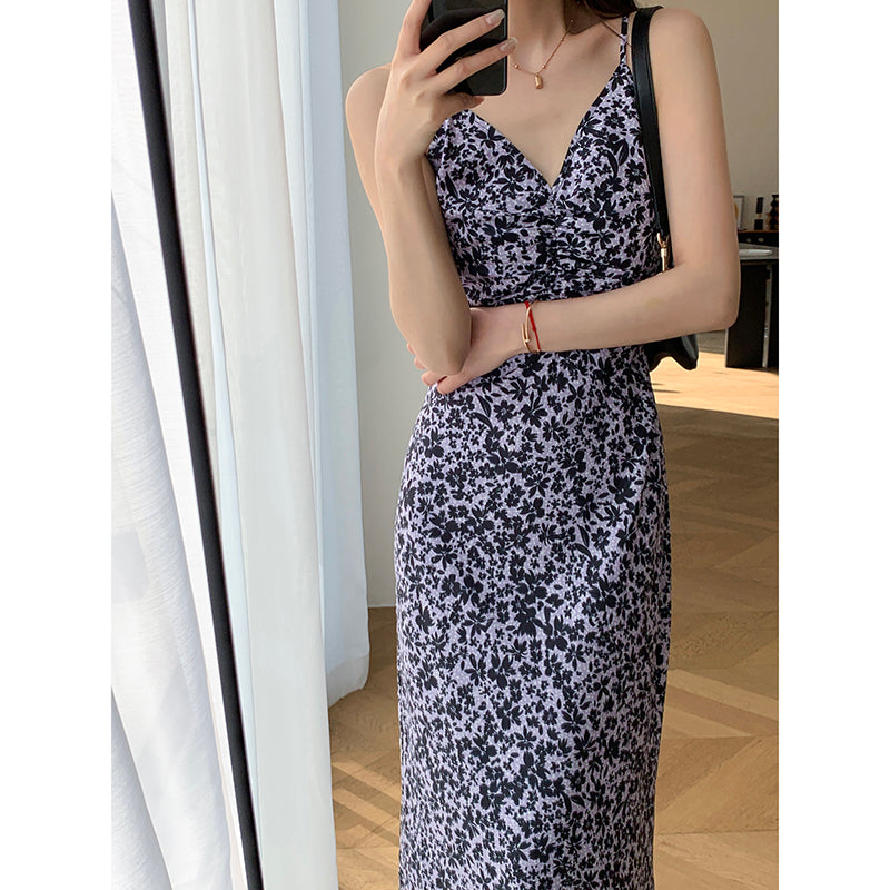 French Flower Strap Dress