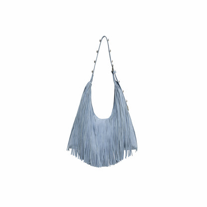 Suede Studded Tassel Tote Bag