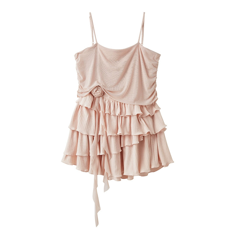 Pink Desire - One Shoulder Ruffle Dress