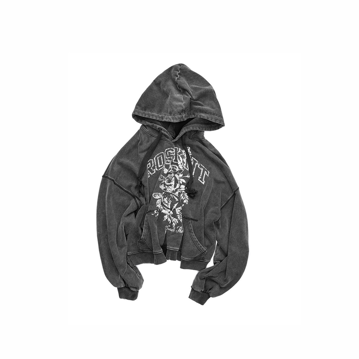 Rose Print Hooded Sweatshirt