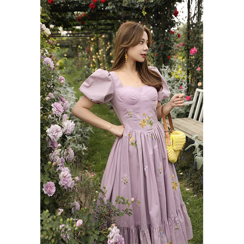 Grape Lemon Cotton Swing Dress