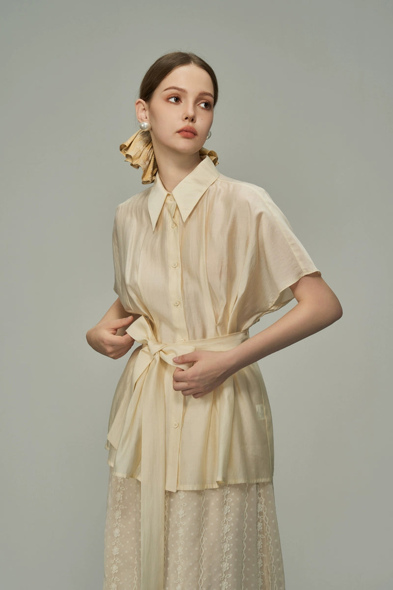 Apricot White Summer Shirt