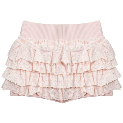 Pink Love Fluffy Cake Skirt | Retro High Waist Slim Fit for Summer