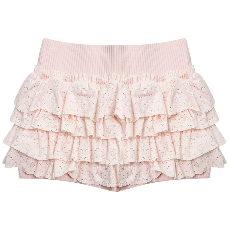 Pink Love Fluffy Cake Skirt | Retro High Waist Slim Fit for Summer