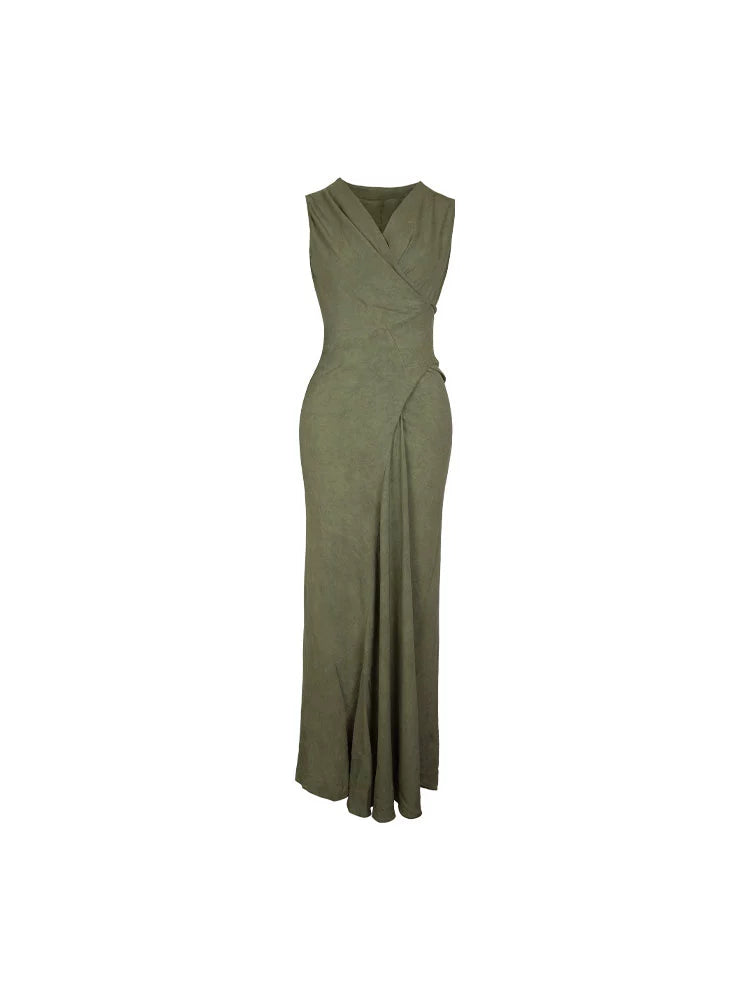 Soft Drape Sleeveless Wrap Dress