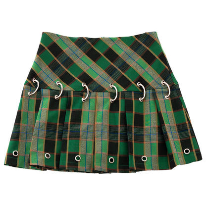 Check Waist A-line Skirt
