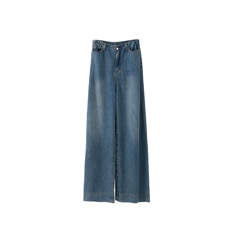 Retro Blue Lyocell Wide Leg Jeans