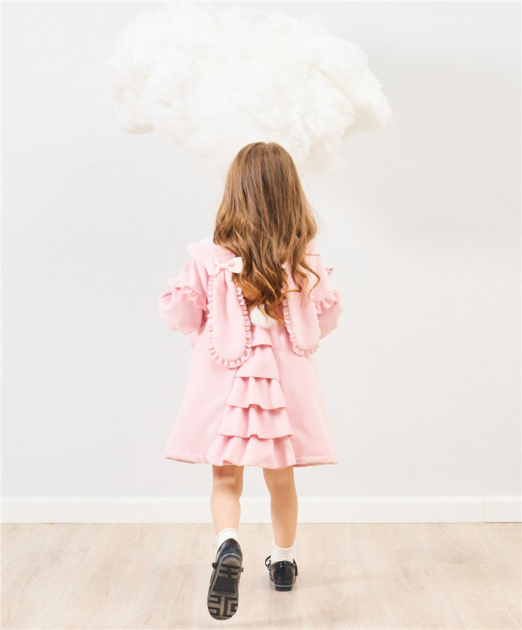 Children's 3D Rabbit Ear Tweed Coat