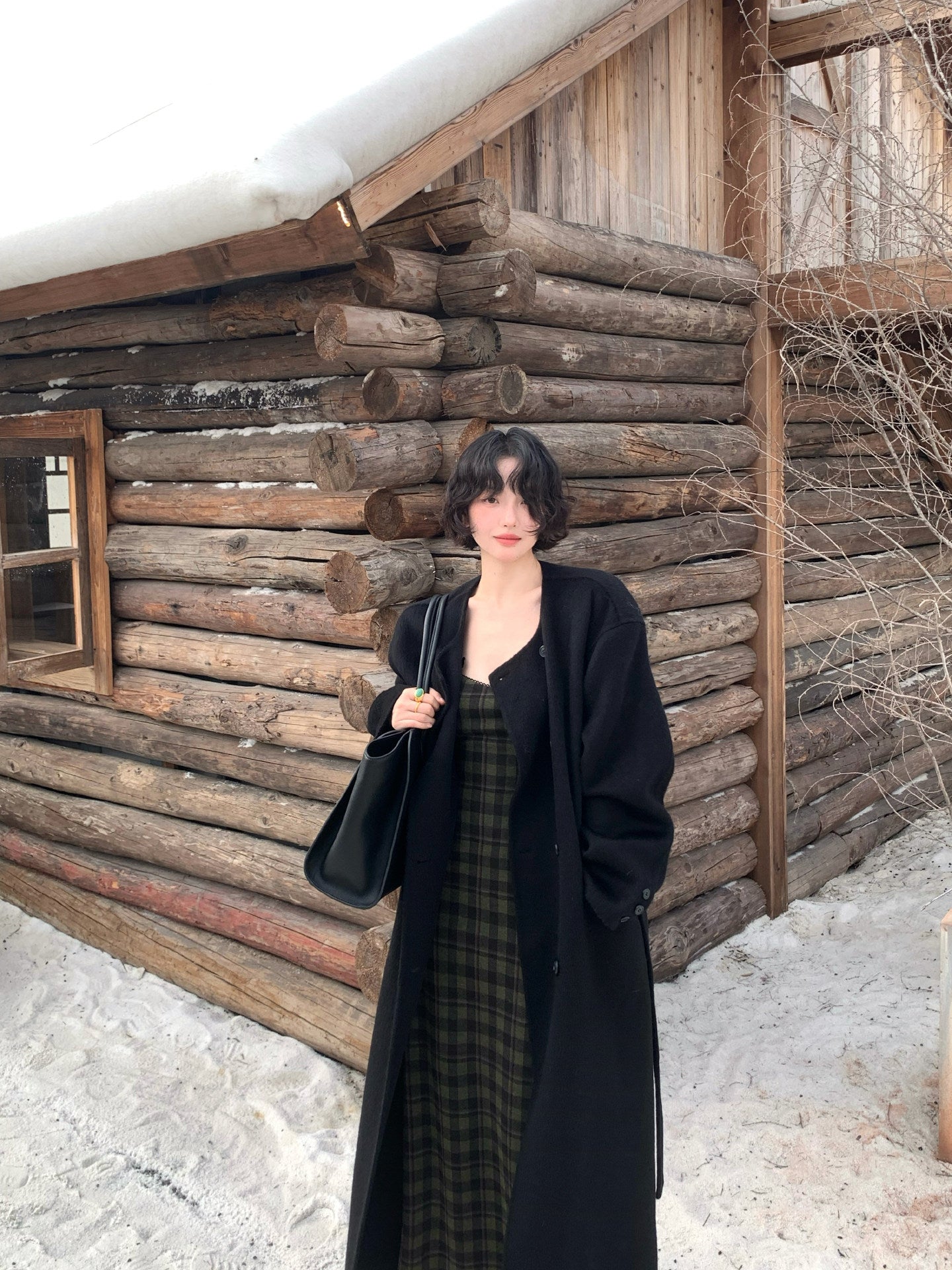 Yanlan Plaid Lace Slip Dress