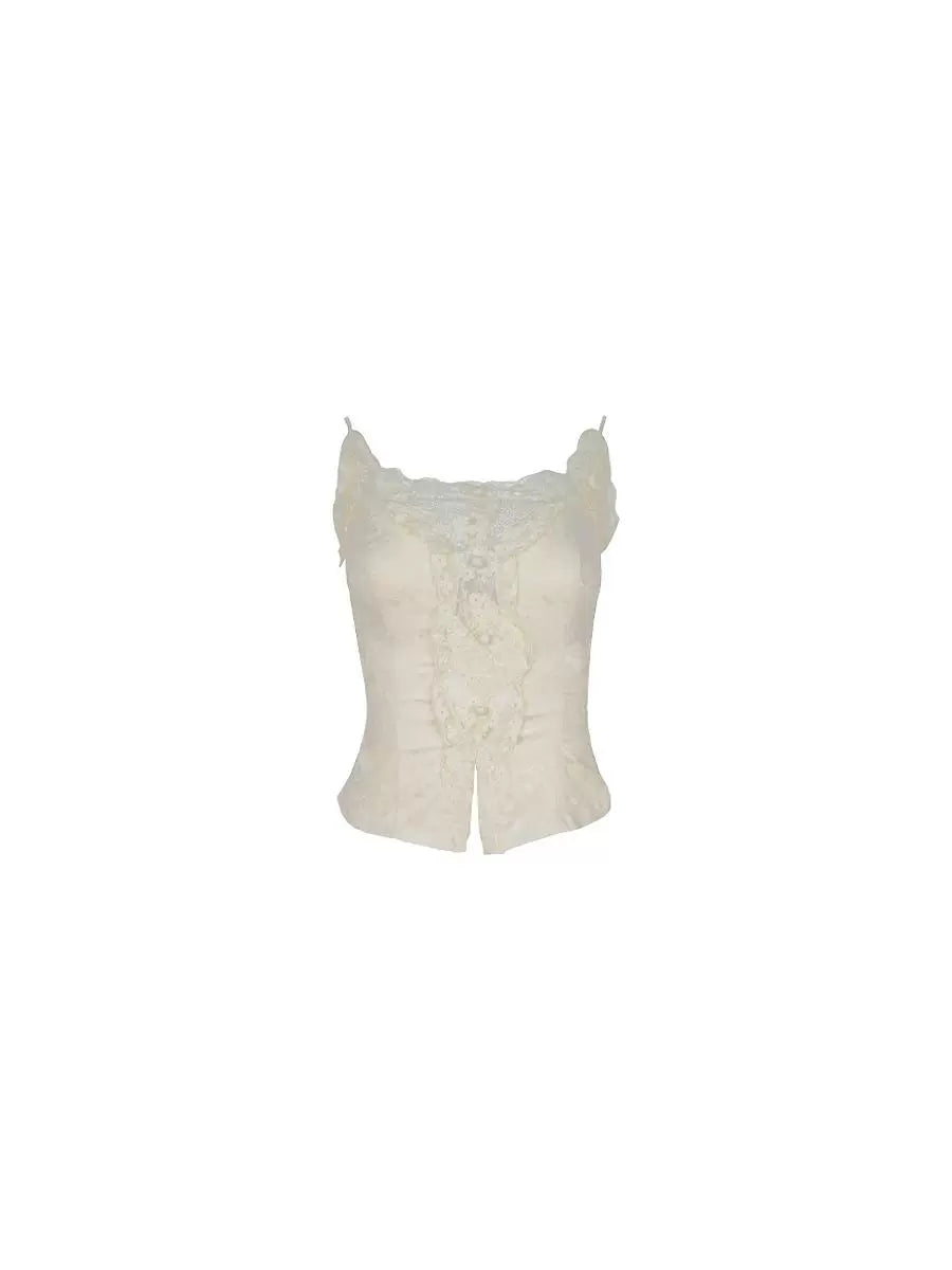 Satin Jacquard Lace-Trimmed Camisole