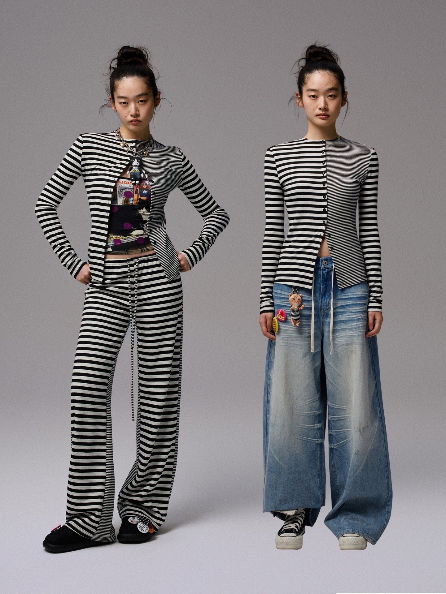 Striped Tank, Cardigan & Trousers Set