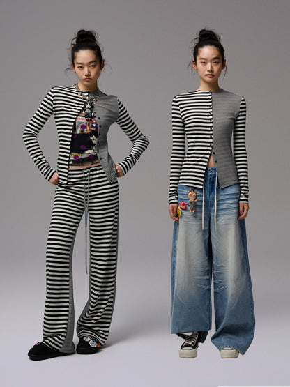 Striped Tank, Cardigan & Trousers Set