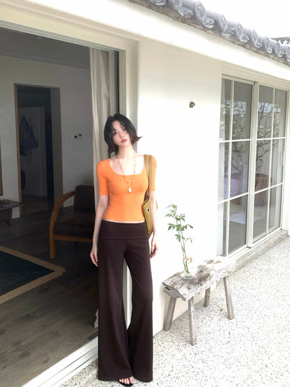Walking with Tsubaki Draped High-Waisted Trousers