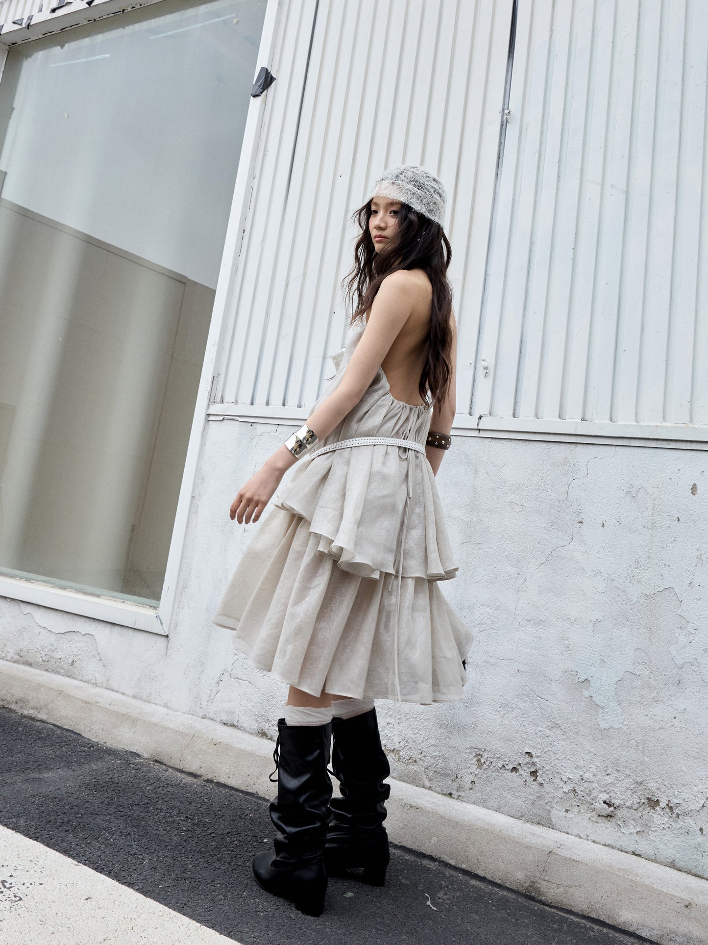 Sequined Halter Fairy Dress | Soft White Romantic Two-Piece