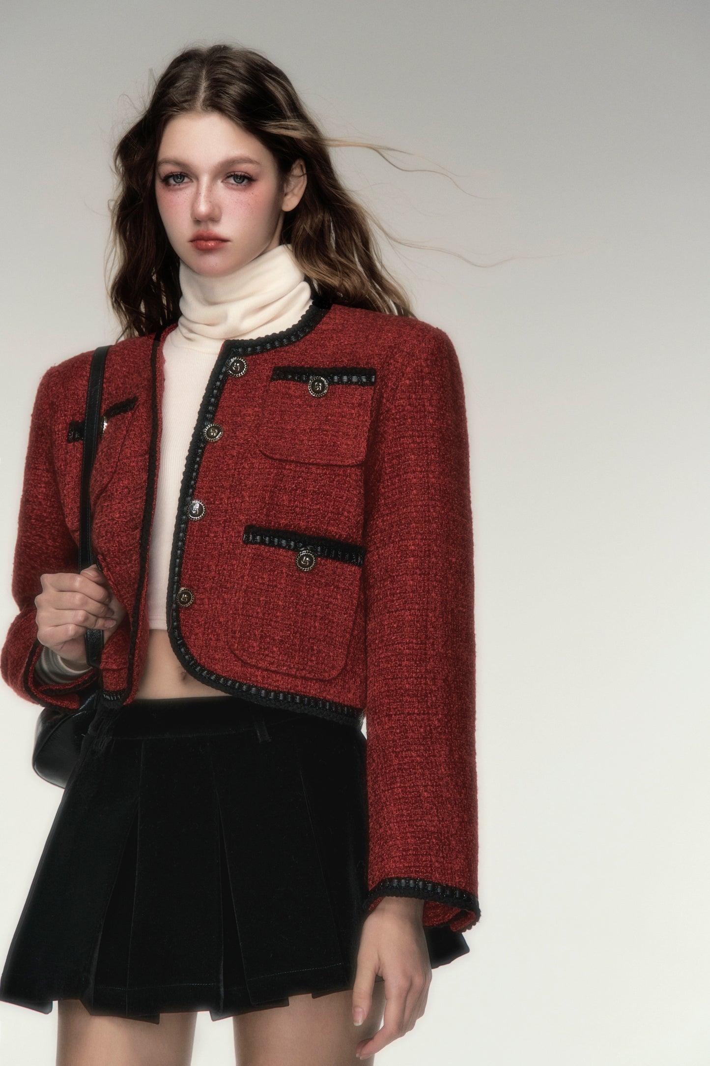 Red Wool Small Fragrant Coat - Rich Family