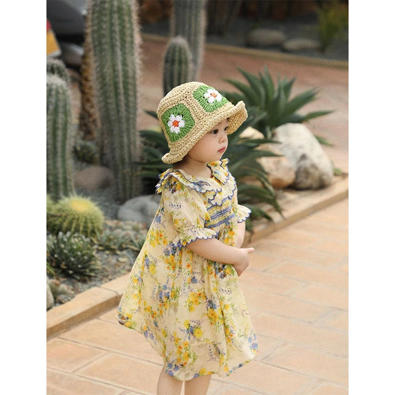 French Parent-Child Printed Strap Dress Set