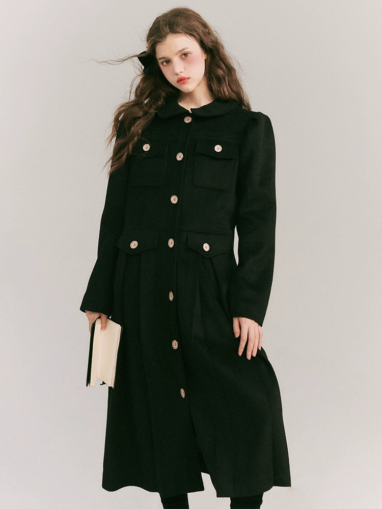 Campus Wool Coat Academy Thousand Gold Wool Coat Wool Work Fur Long Coat