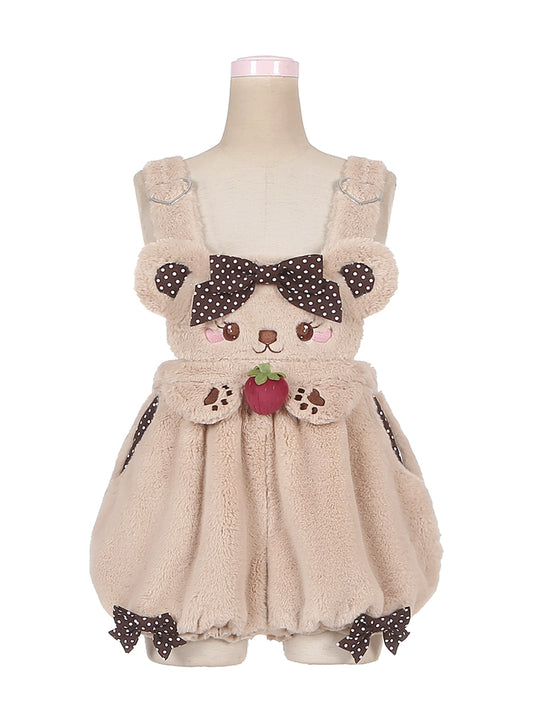 Strawberry Bobo Bear Soft & Fluffy Bud Bib Pants