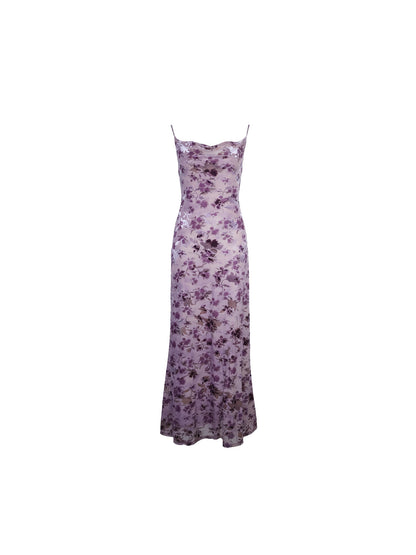 Violet Blossom Printed Slip Dress