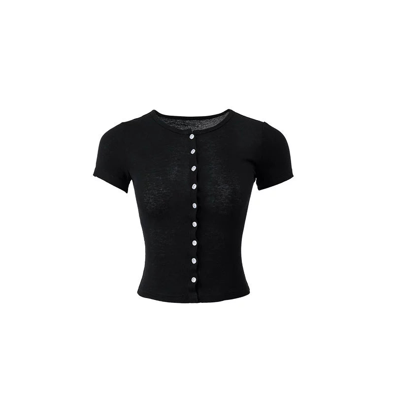 Semi-Sheer Knitted Cropped Cardigan – Tight Waist Slim Early Autumn Top