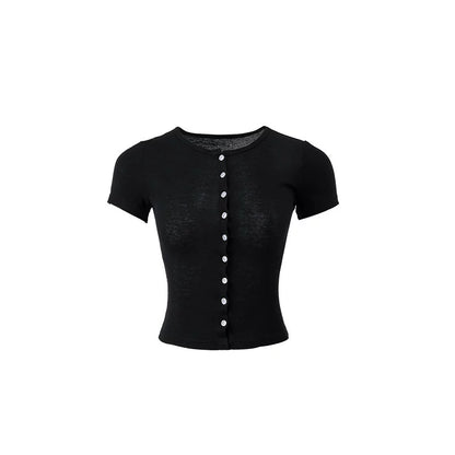 Semi-Sheer Knitted Cropped Cardigan – Tight Waist Slim Early Autumn Top