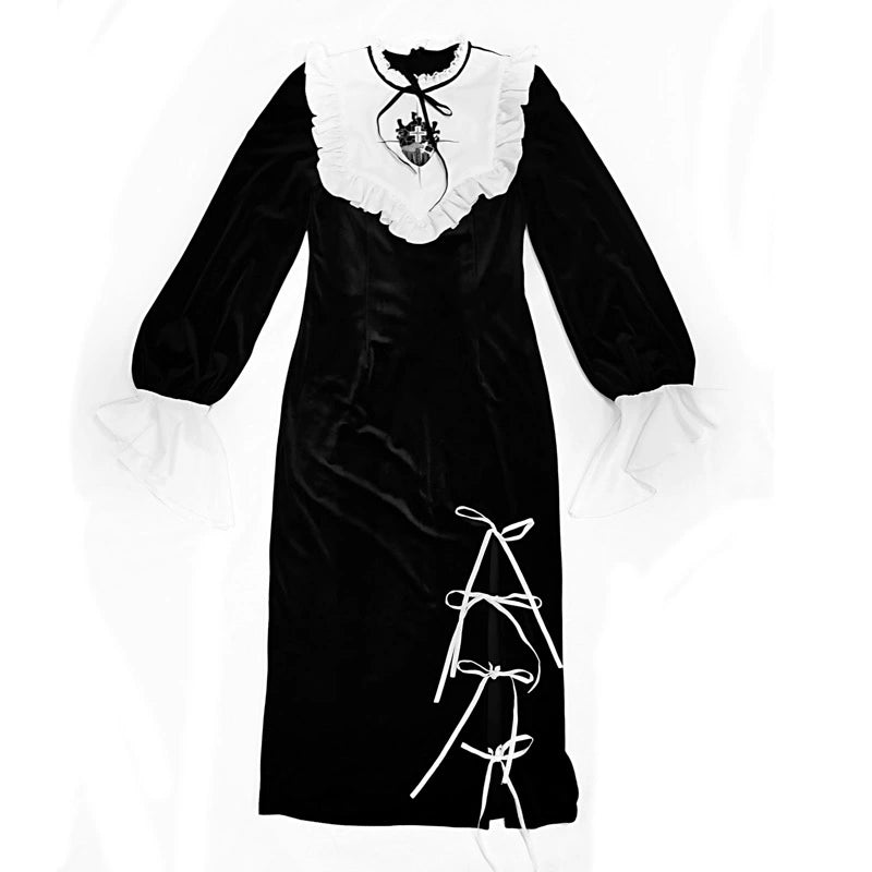 Nun Gothic Velvet Slim Dress