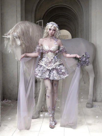 3D Floral Fairy Mini Skirt | Elastic Waist Princess Skirt