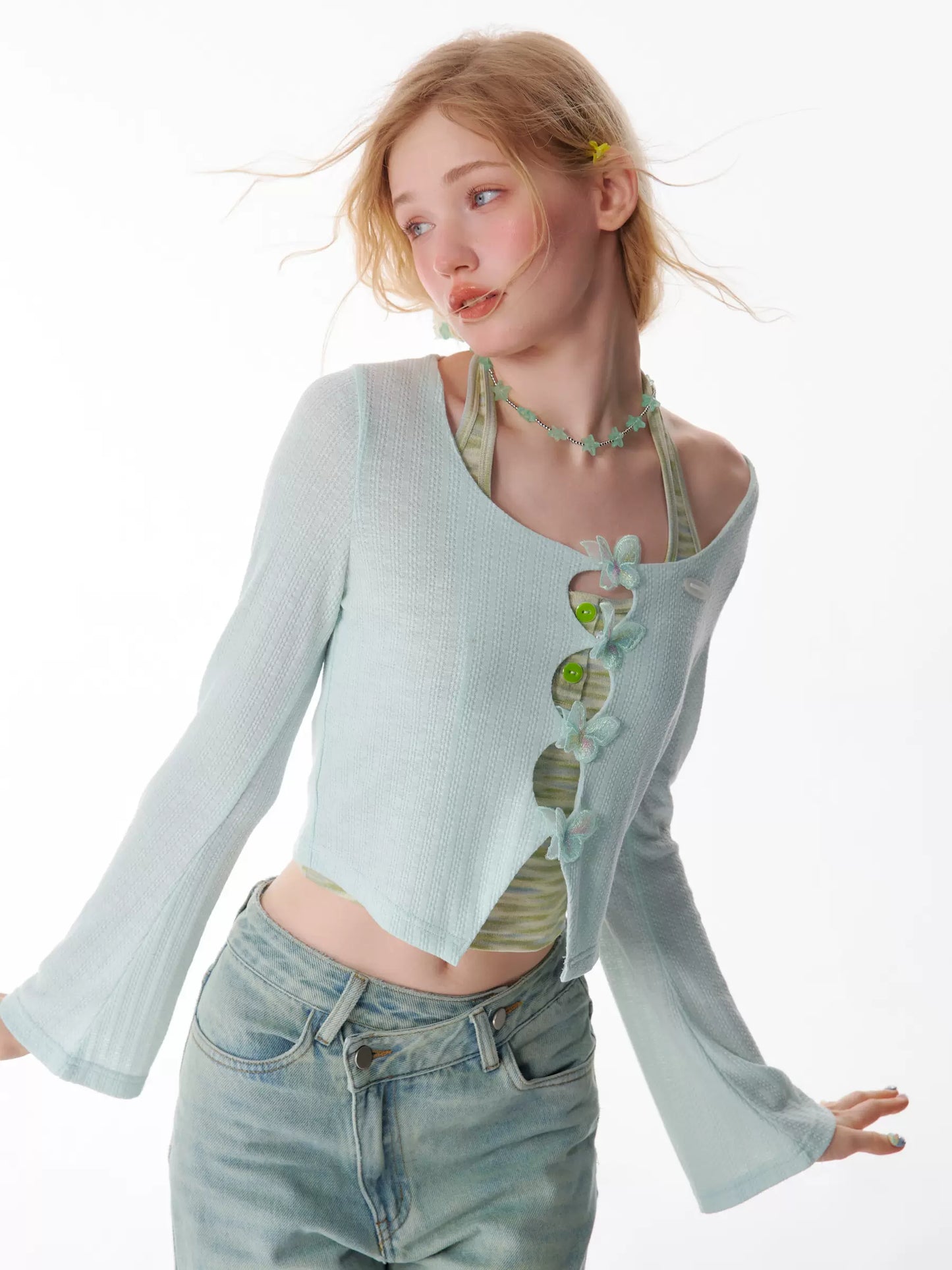 Butterfly Knitted Sunscreen Cardigan | Short Sleeve Retro Design for Summer