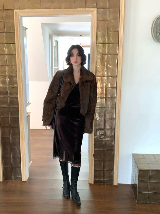 Black Gauze Velvet Lace Skirt – Hong Kong Retro Autumn/Winter Romance