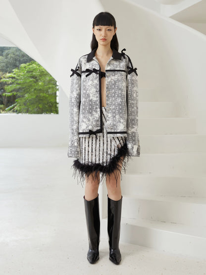 Versatile Ostrich Fur Asymmetrical Skirt