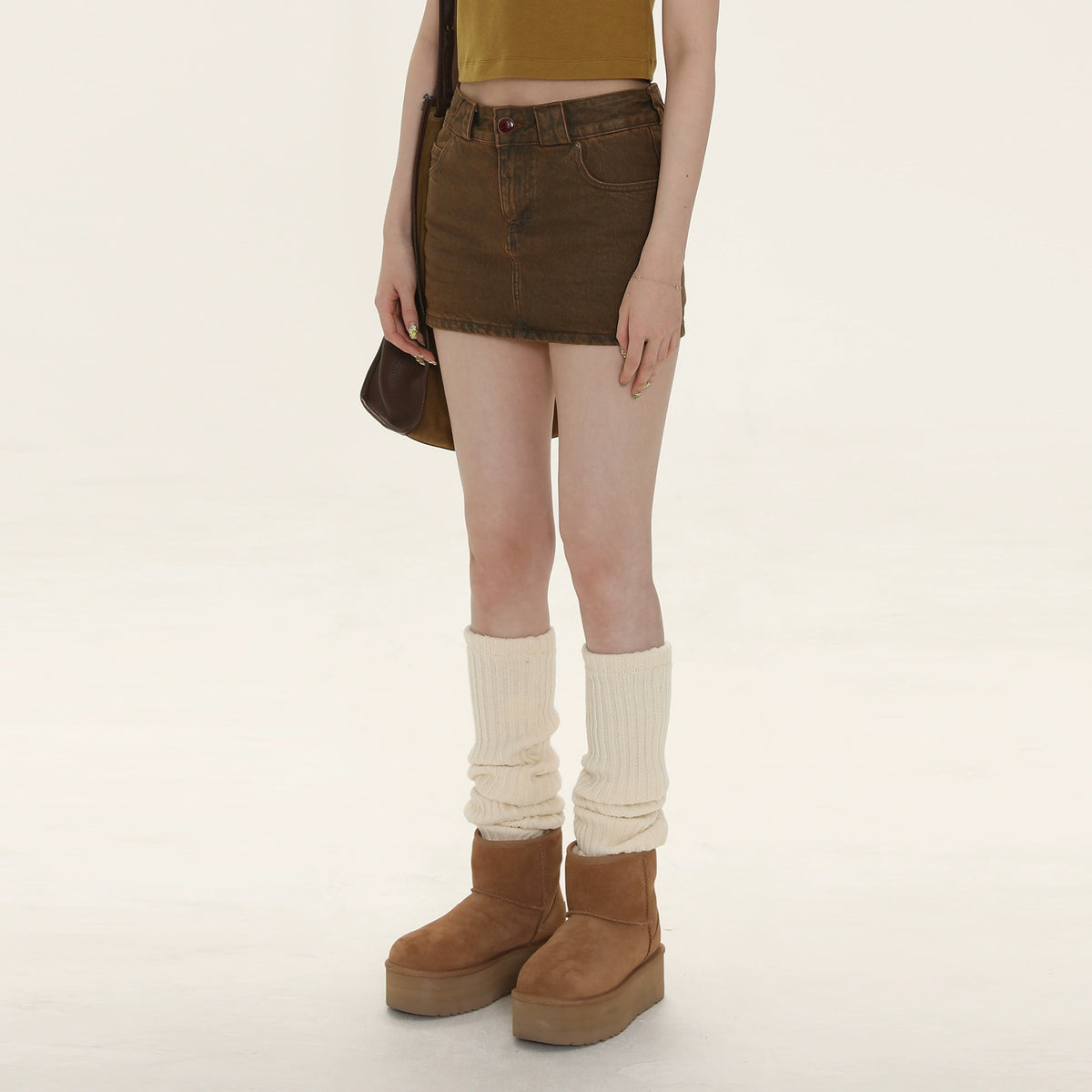 Coffee Denim Anti Glare Skirt