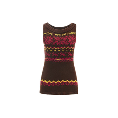 Vintage Fair Isle Jacquard Knitted Sweater Vest Worn Versatility Design Top