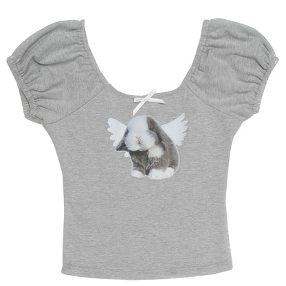 T-shirt del collo di coniglio di gatto