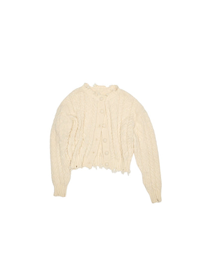 Velvet Cable Knit Set – Cardigan & Skirt with Slouchy Cutout