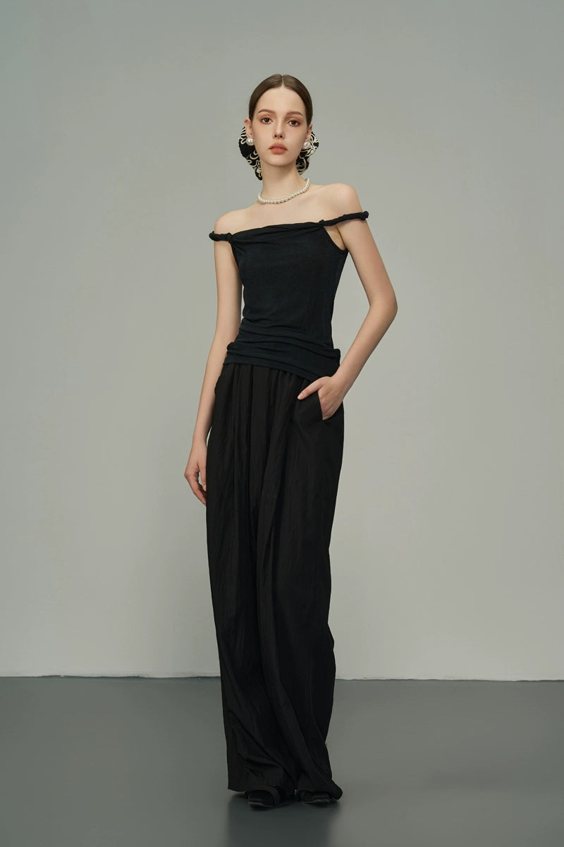 Black Apricot Wide Leg Pants